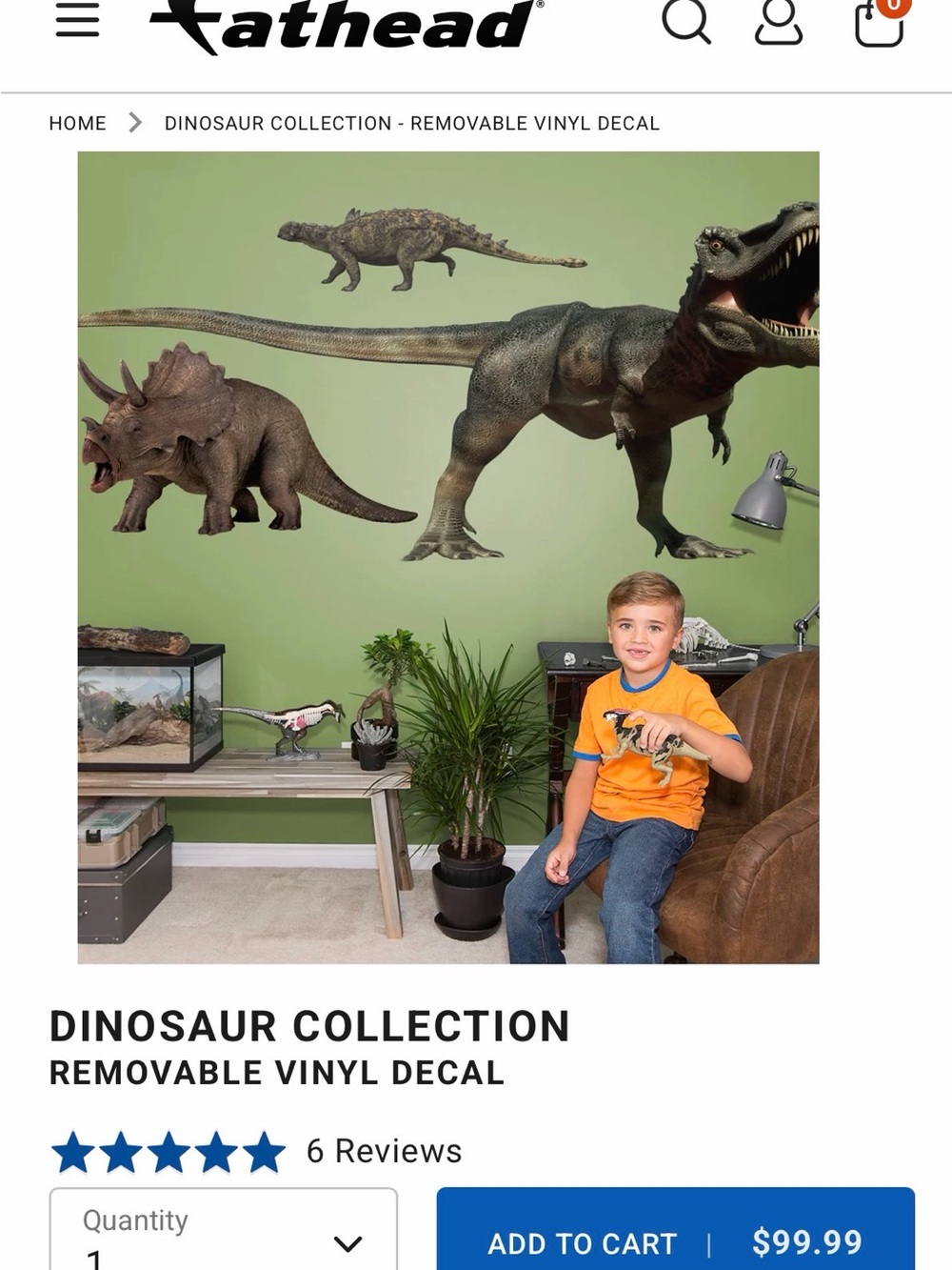 Jurassic Park Dinosaur Collection Removable Vinyl Decal - Green, Red, Blue
